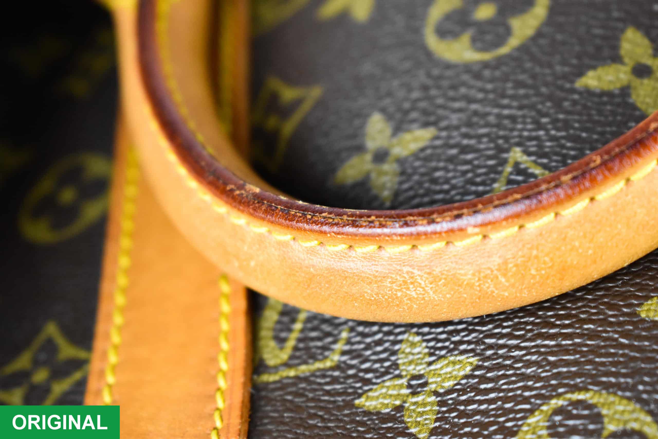 Louis Vuitton Original – Henkelstreifen in sattem Dunkelrot mit gelber Naht