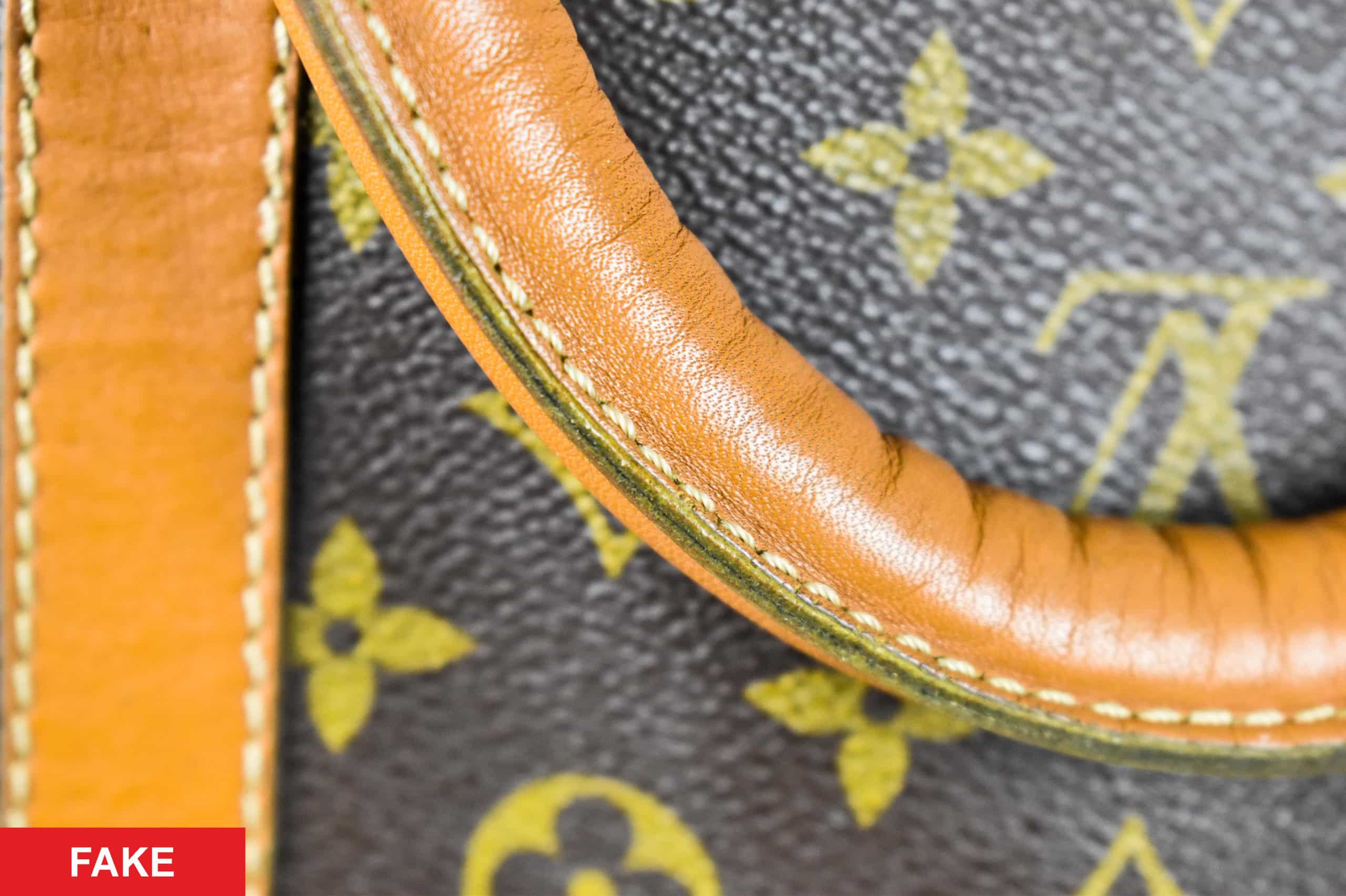 Louis Vuitton Fälschung – Henkelstreifen mit abweichendem Rotton
