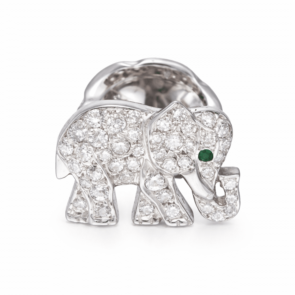 Cartier Elefant Brosche Diamanten Weißgold 750