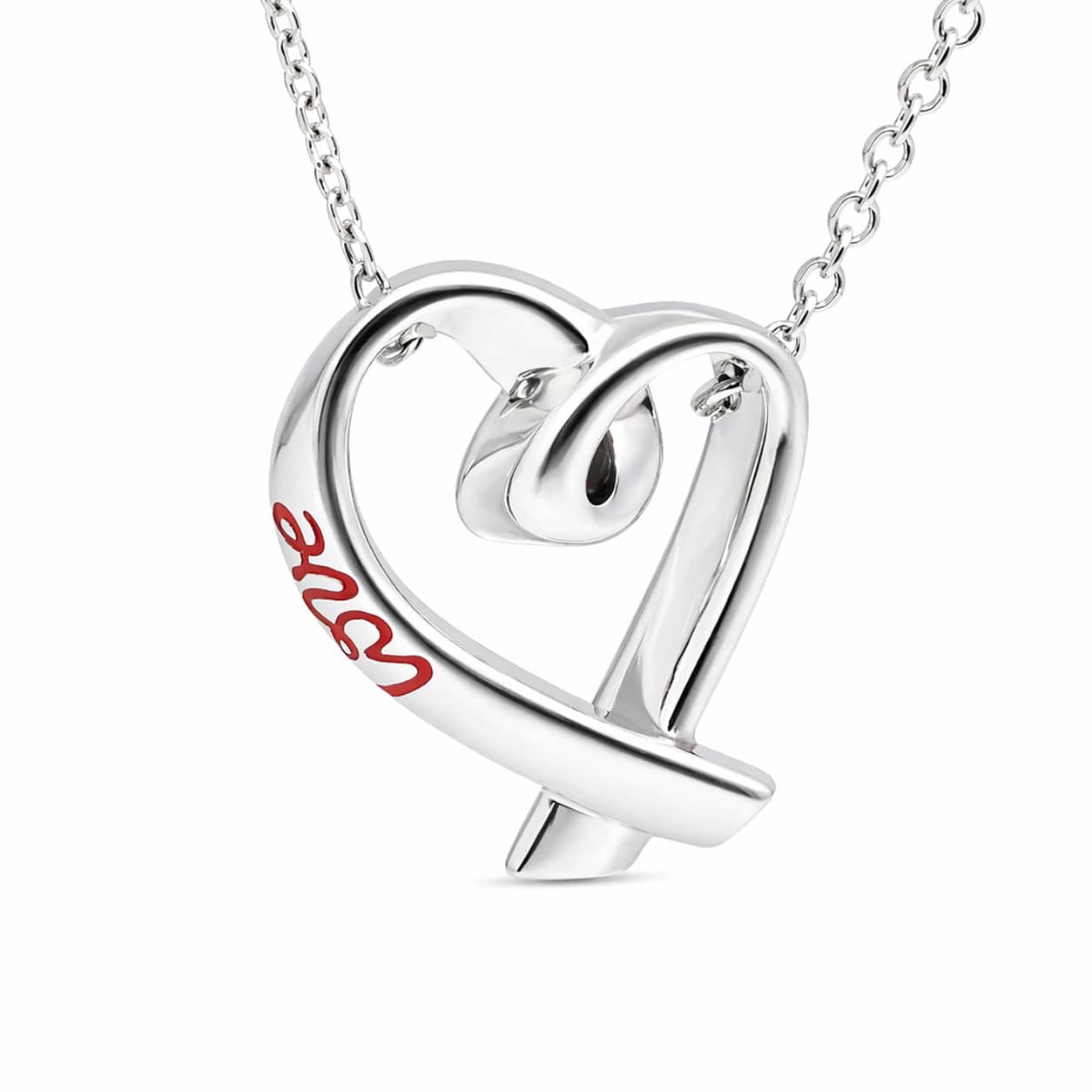 Tiffany & Co. Loving Heart LOVE Red Enamel 3D Kette Silber 925