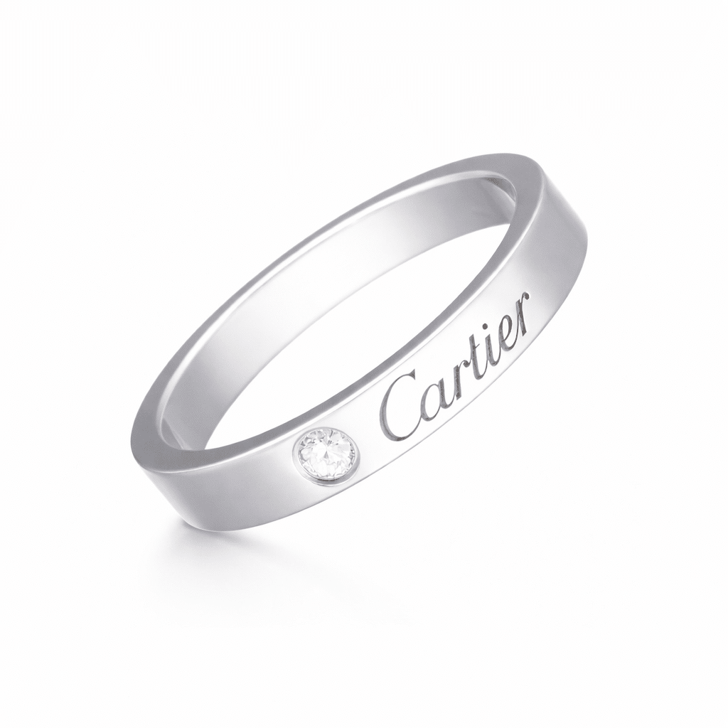 C de Cartier Ring Größe 51 Platin 950 1 Diamant