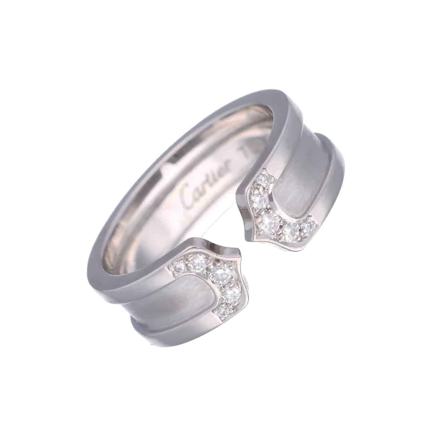 Cartier 2C Ring Größe 52 Weißgold 750 Diamanten