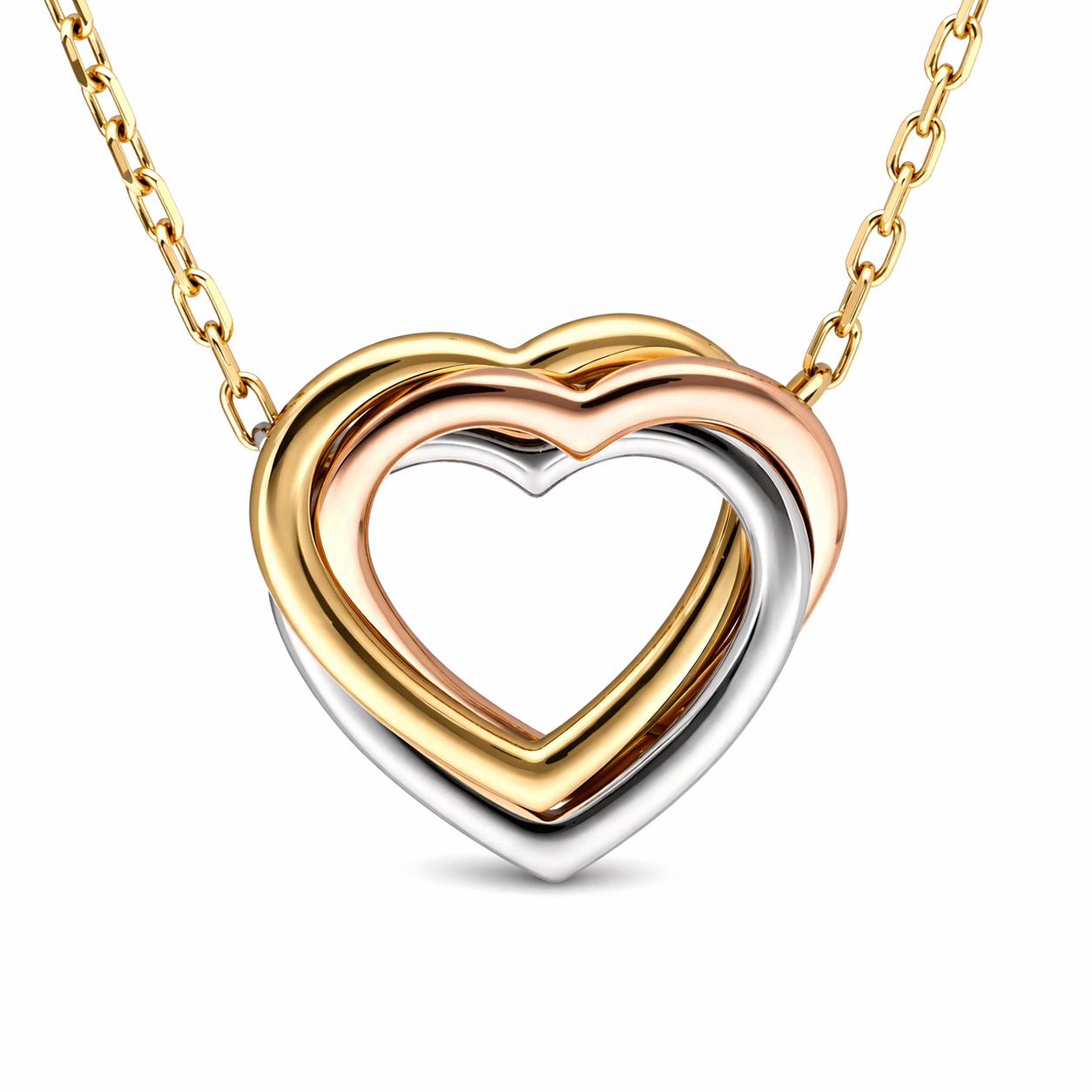 Cartier Trinity Herz Halskette Gelb-, Weiß- und Rosegold 750