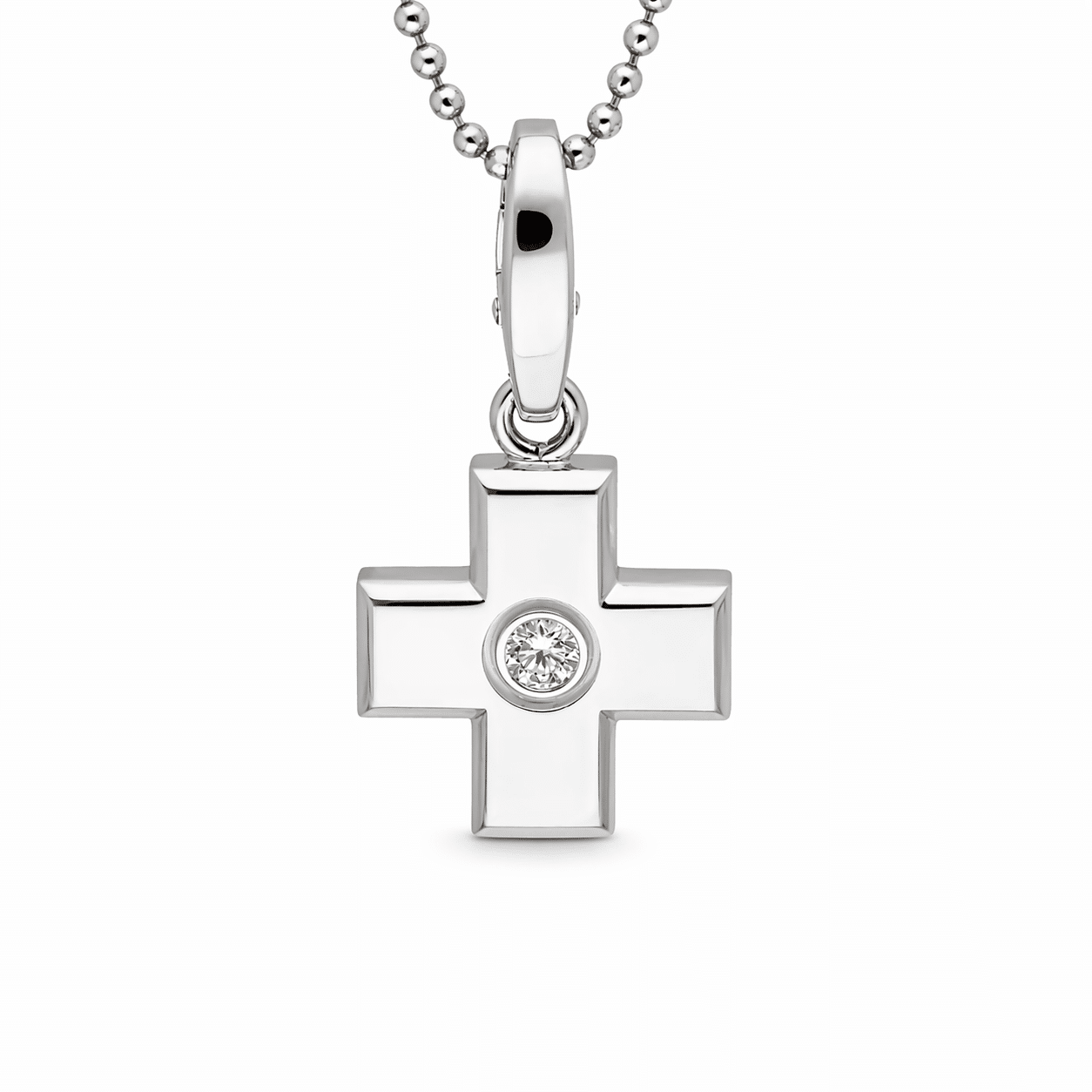 Cartier Kreuz Anhänger 1 Diamant Weißgold 750