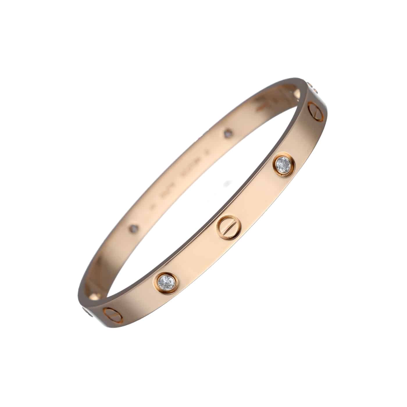 Cartier Love Armreif mit 4 Diamanten Roségold 750 Größe 17 – Ansicht 1