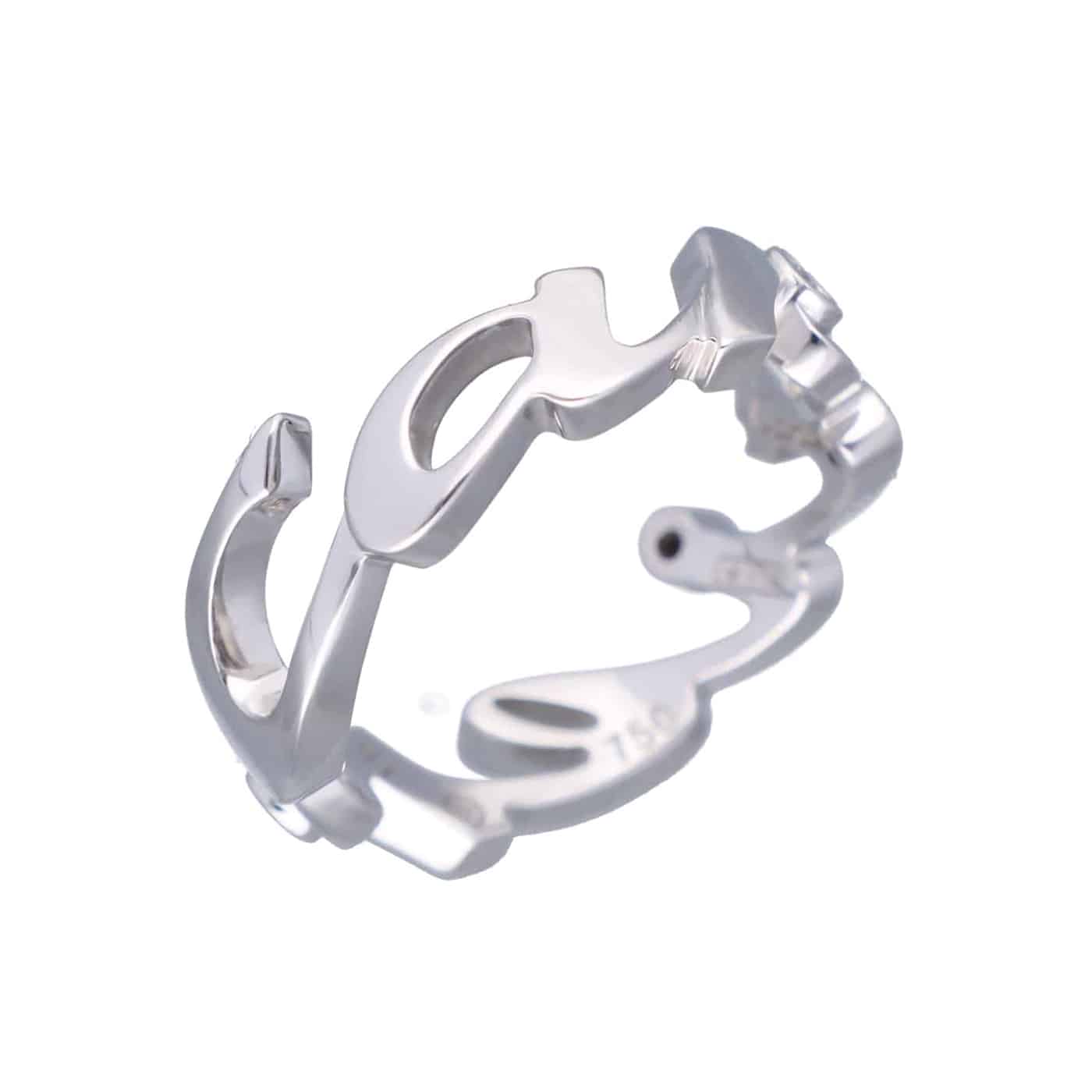 Cartier Ring Signature 2004 Limited Größe 51 Weißgold 750 3 Diamanten