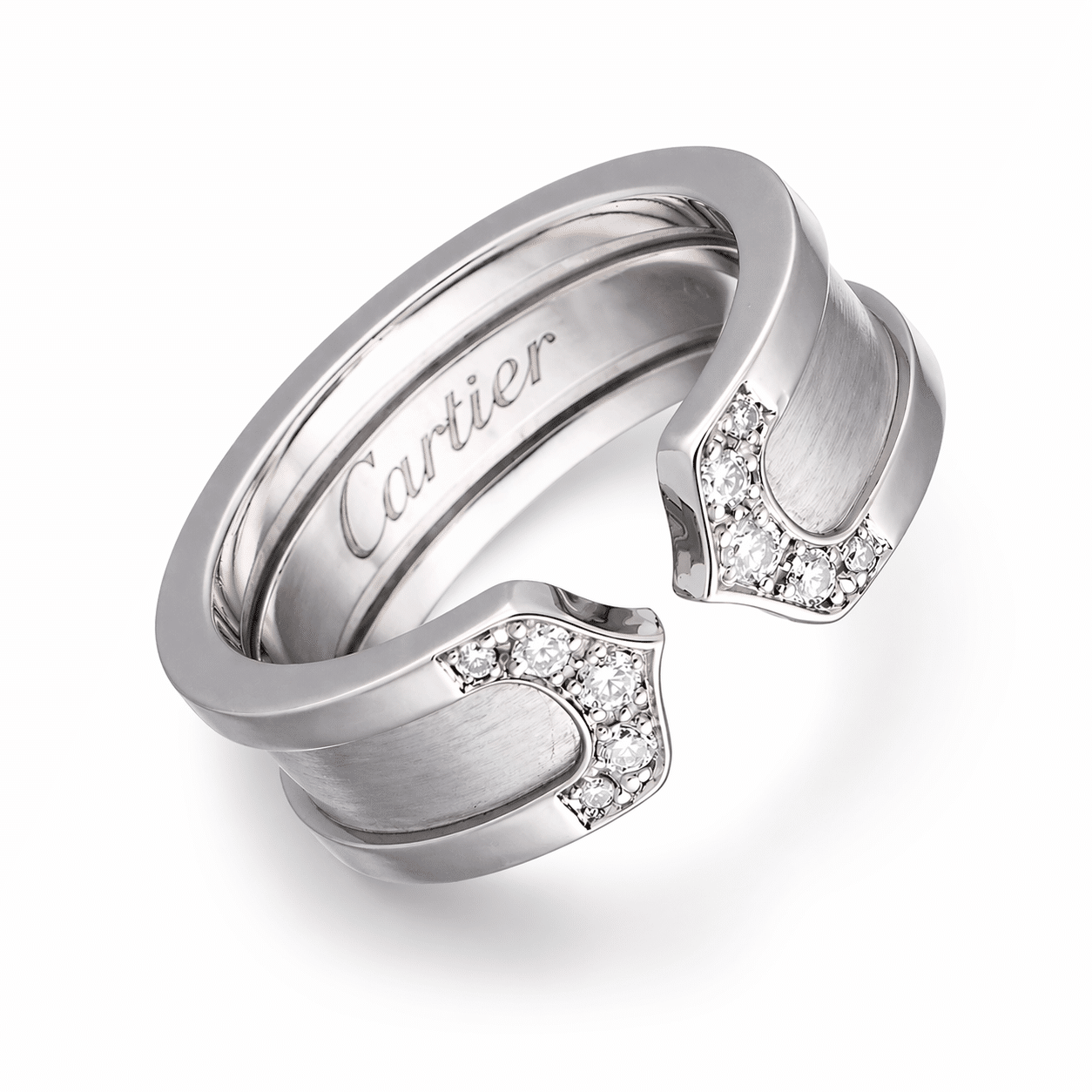 Cartier 2C Ring Größe 49 Weißgold 750