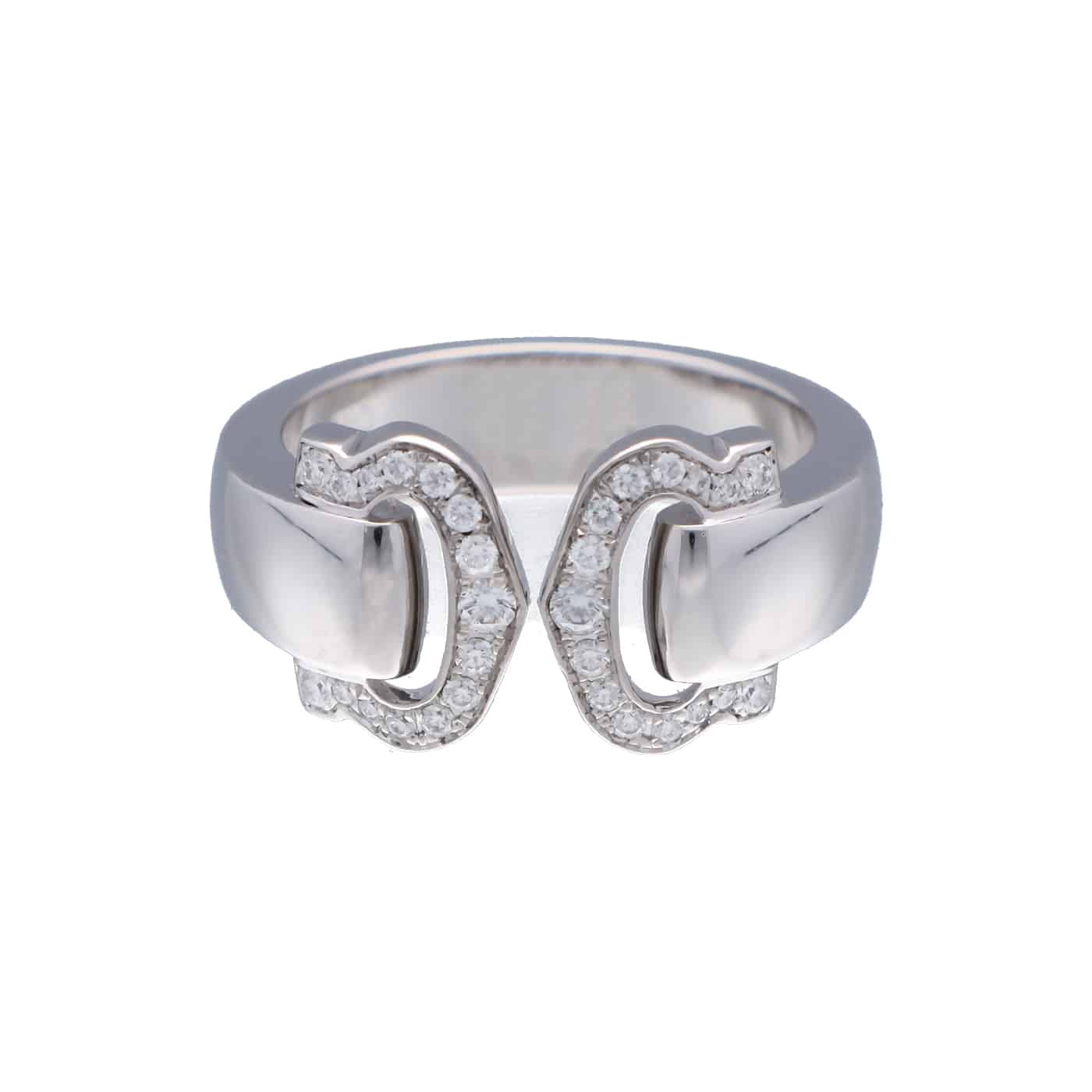 Cartier 2C Ring Größe 50 Weißgold 750 Diamanten