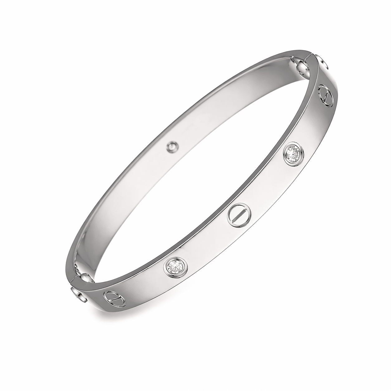 Cartier Love Armreif, klassisches Modell, mit vier Diamanten Weißgold 750 Größe 17