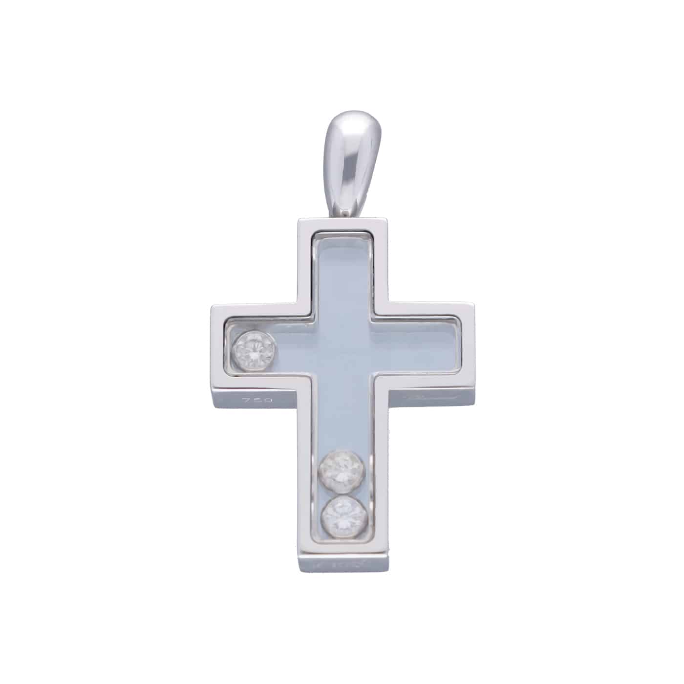 Chopard Happy Diamonds Kreuz Anhänger 79/4009 mit drei beweglichen Diamanten – Ansicht 1