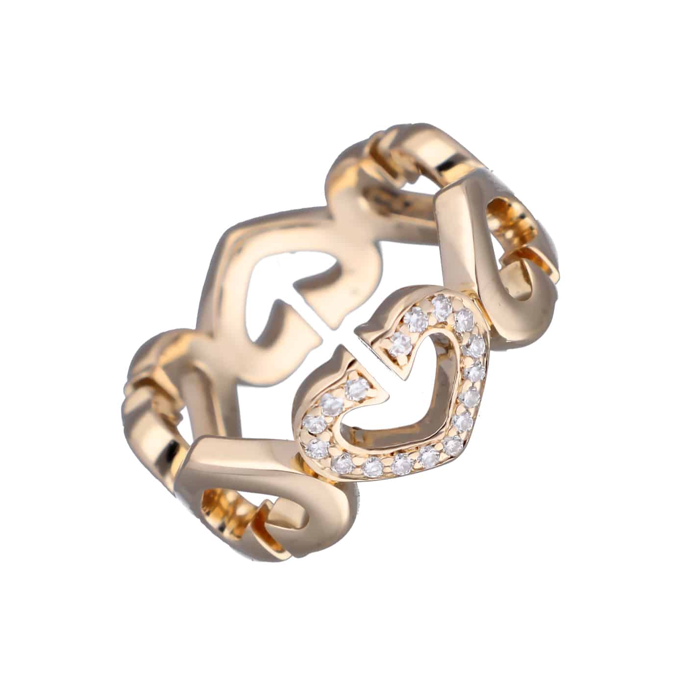 Cartier C Heart Ring Größe 49 Gelbgold 750 Diamanten