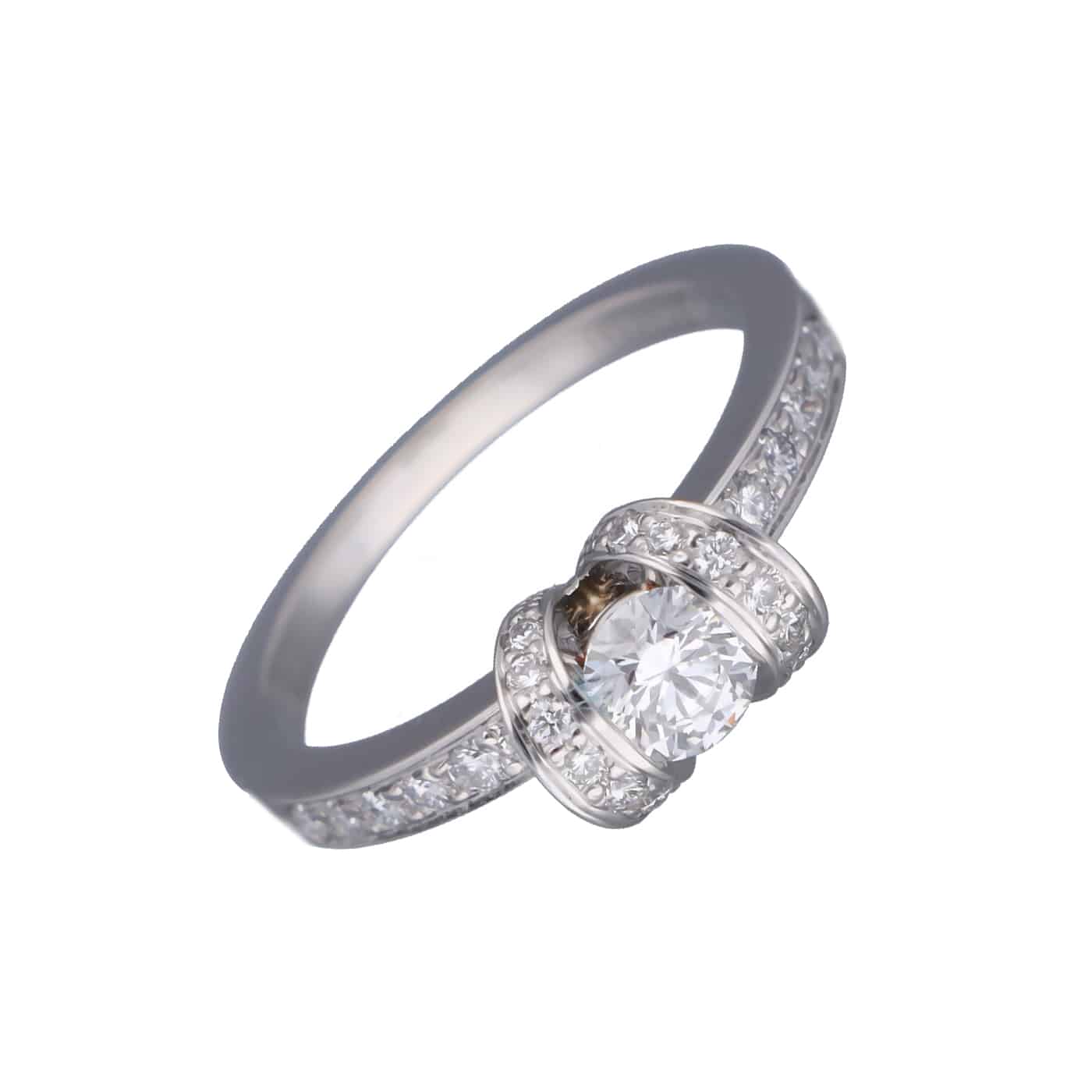 Tiffany & Co. Ribbon Ring Größe 53 VVS1 Diamant 0.39 ct Platin 950