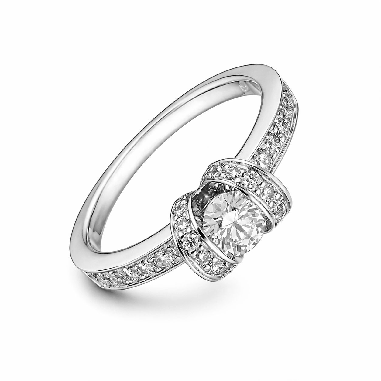 Tiffany & Co. Ribbon Ring Größe 53 VVS1 Diamant 0.39 ct Platin 950
