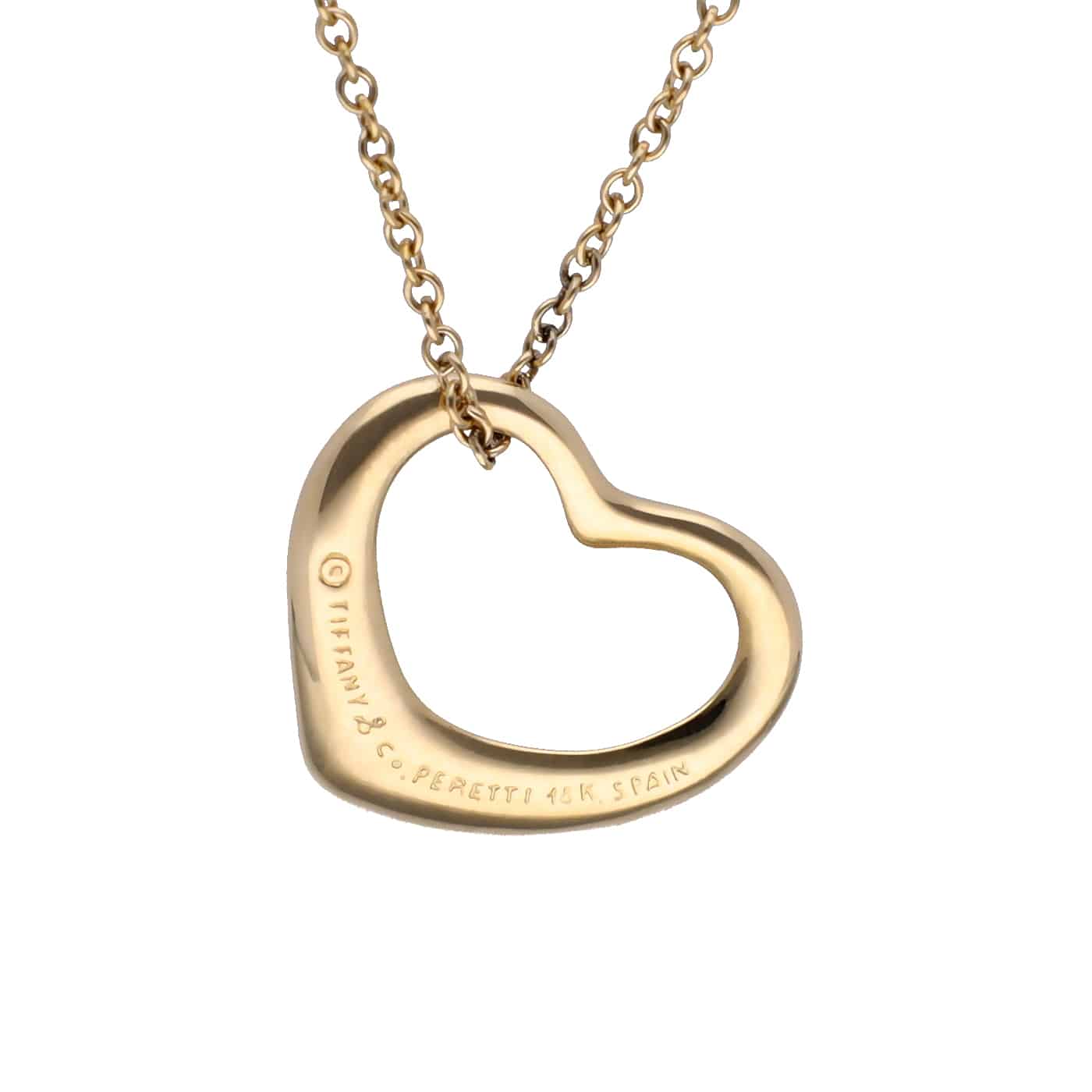 Tiffany & Co. Open Heart Anhänger 16mm Halskette Gelbgold 750