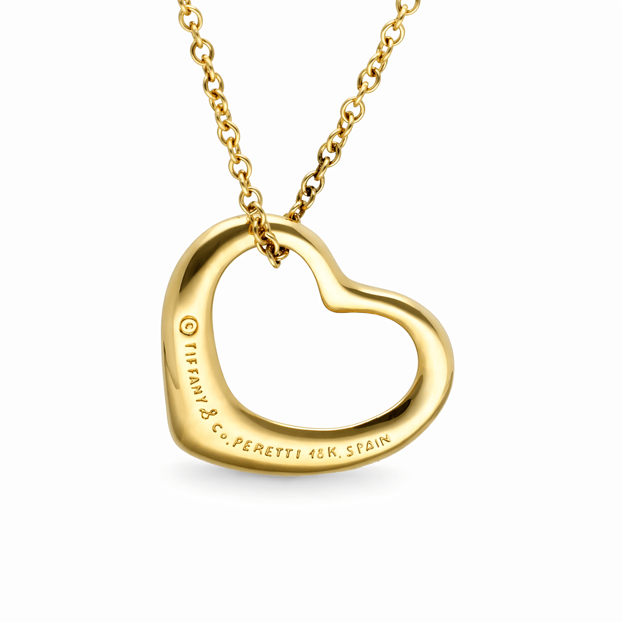 Tiffany & Co. Open Heart Anhänger 16mm Halskette Gelbgold 750