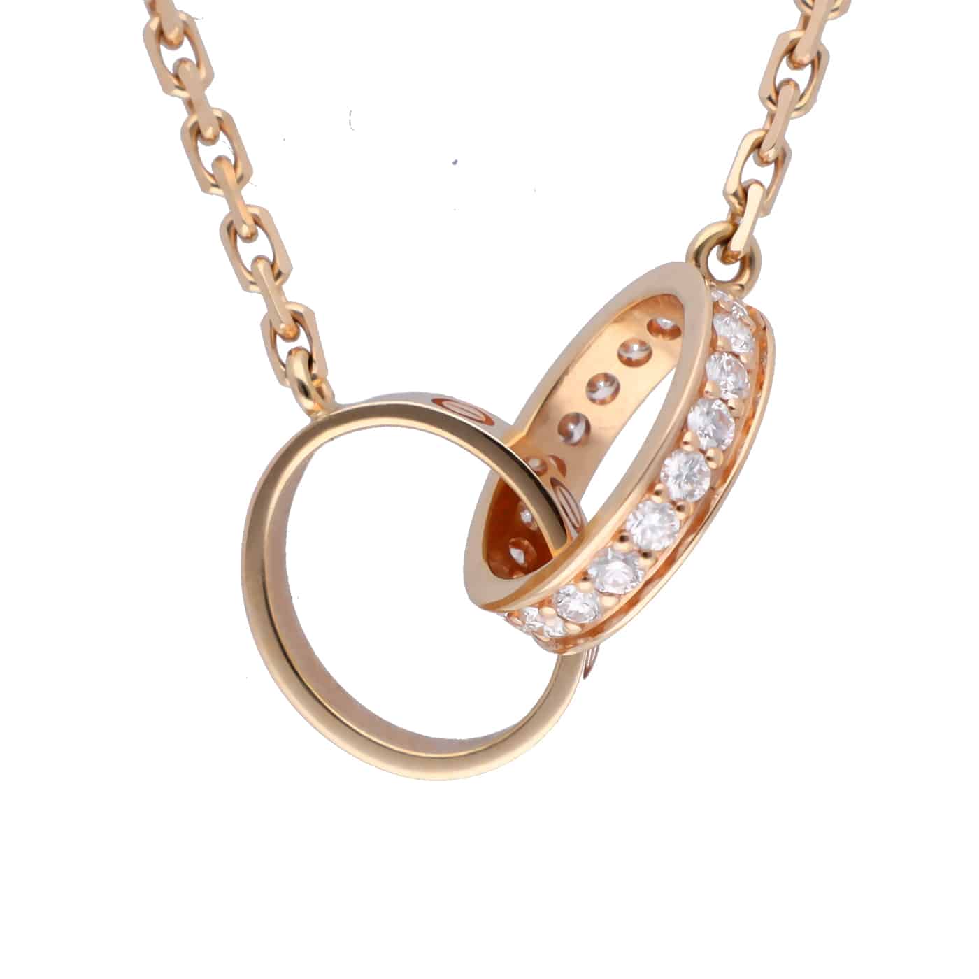 Cartier Love Halskette Halb ausgefasst Rosegold 750 Diamanten B7013900