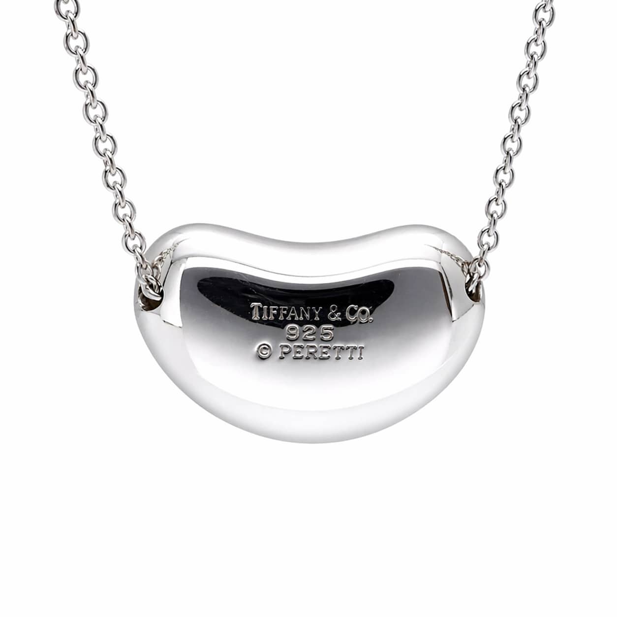 Tiffany & Co. Bean Design Anhänger 18 mm Halskette 925 Silber