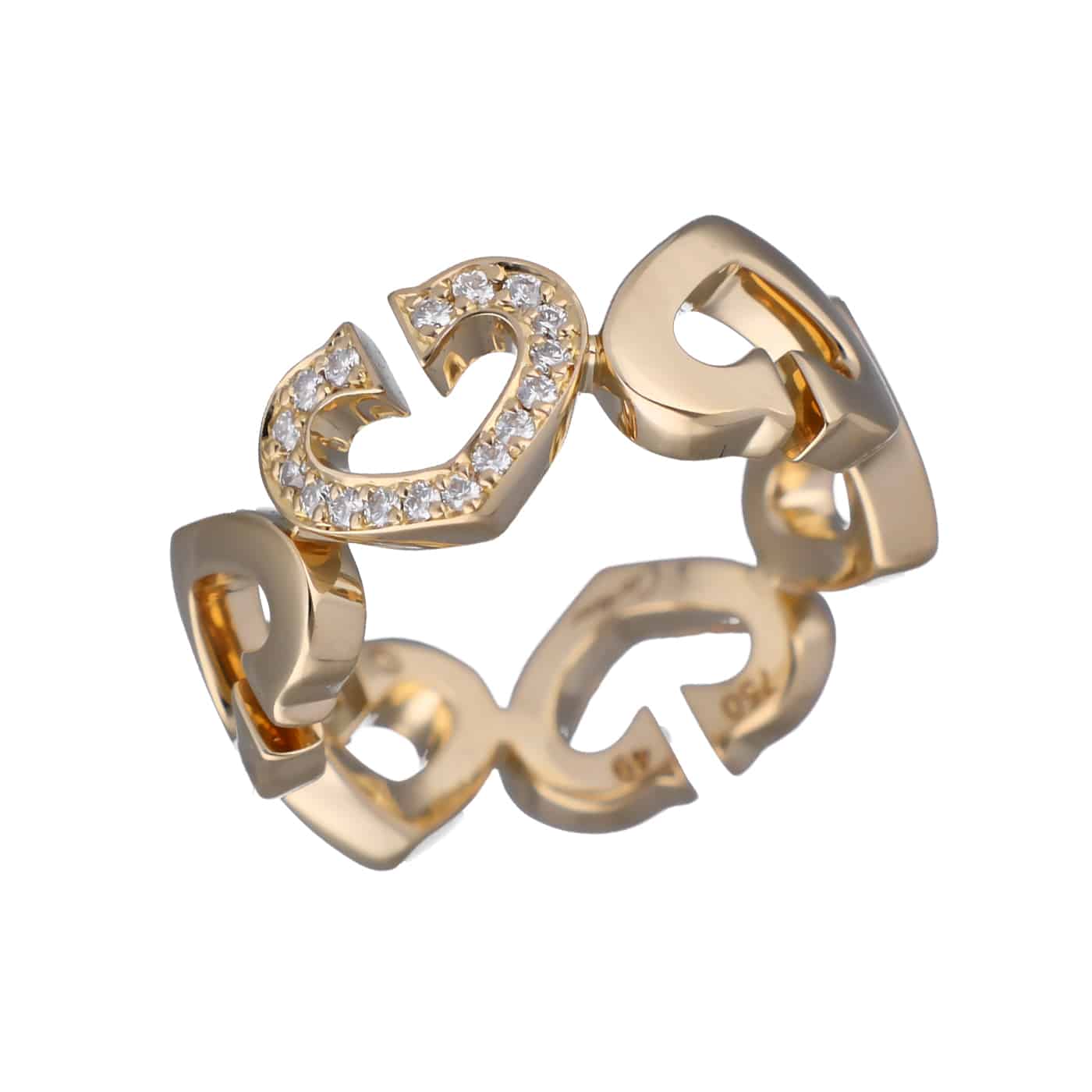 Cartier C Heart Ring Größe 49 Gelbgold 750 Diamanten