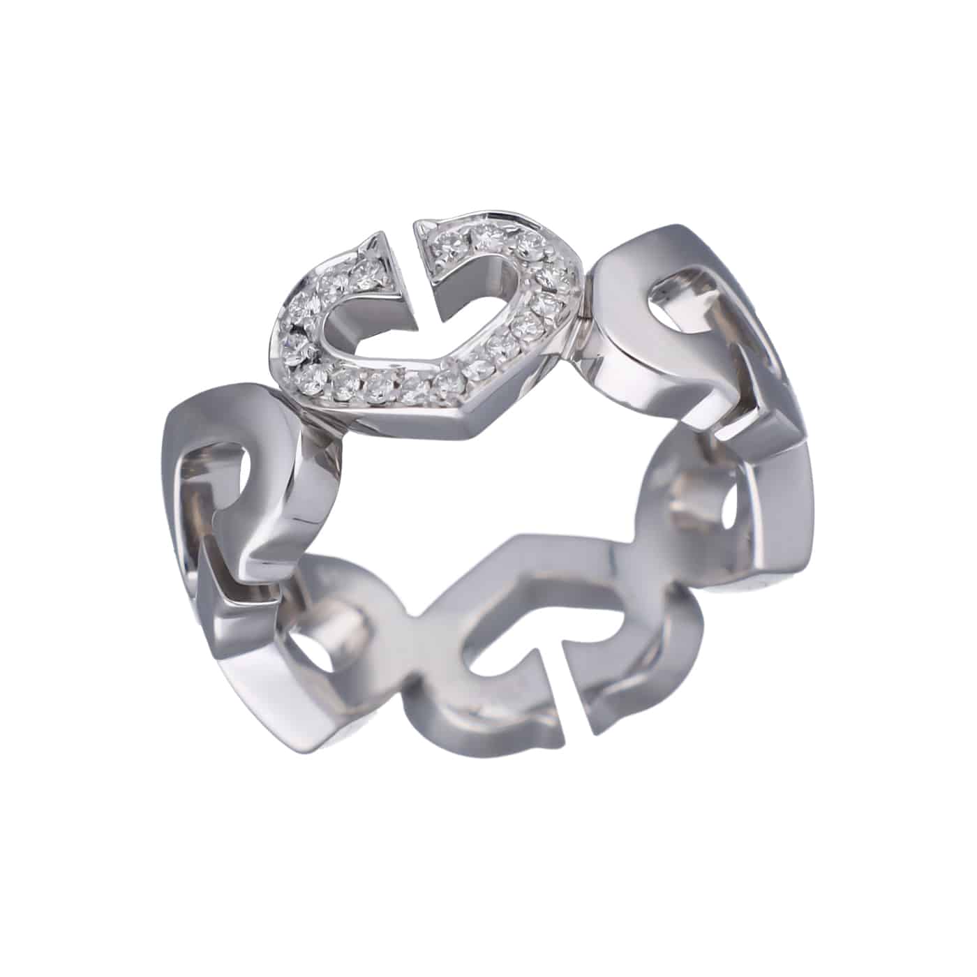 Cartier C Heart Ring Größe 49 Weißgold 750 Diamanten