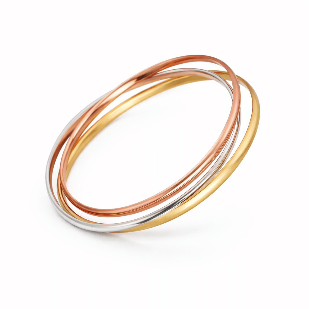 Armreif Dreifach Verschlungen Tri-Color Gelb- Rose- Weißgold 750