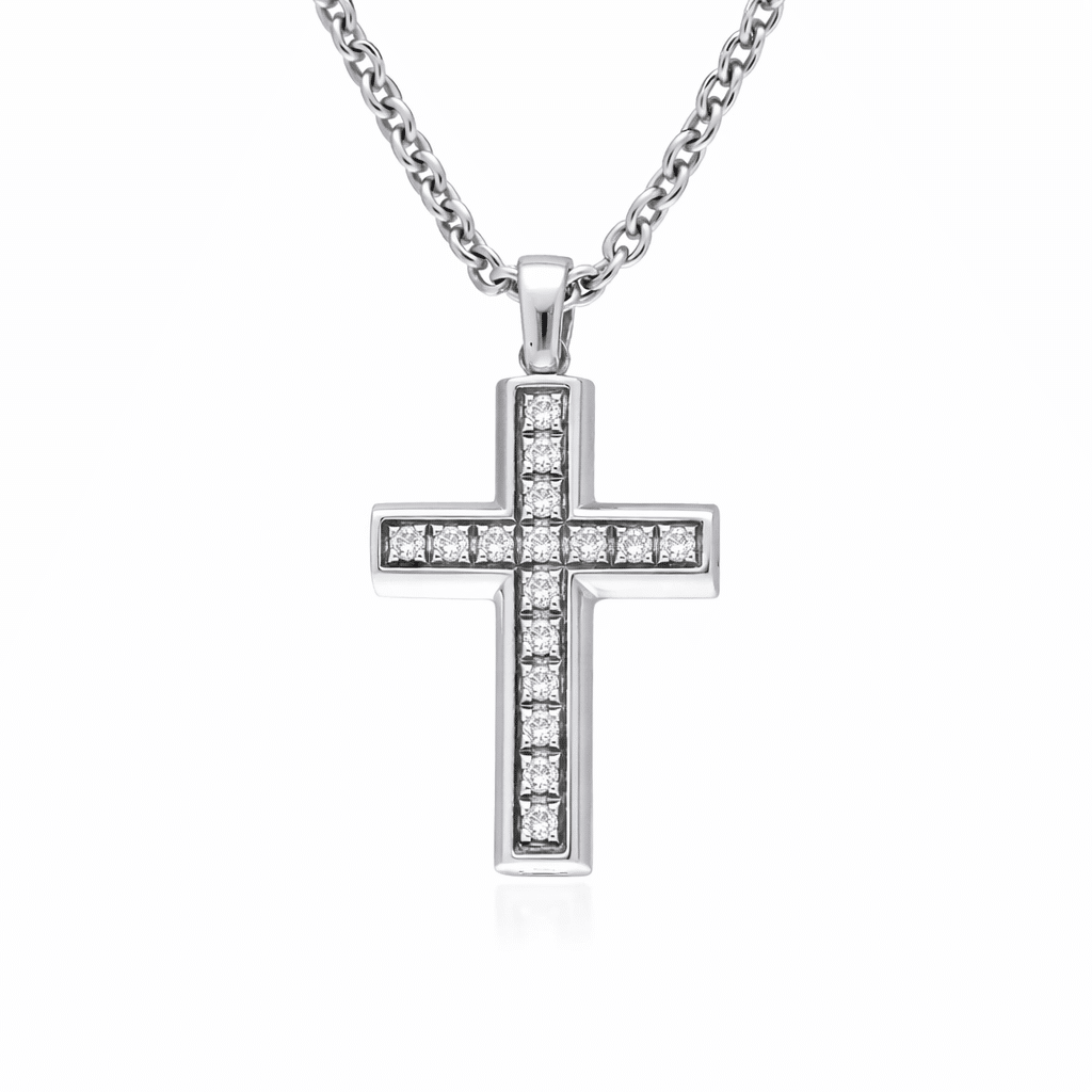 Bulgari Kreuz Halskette Weißgold 750 Diamanten