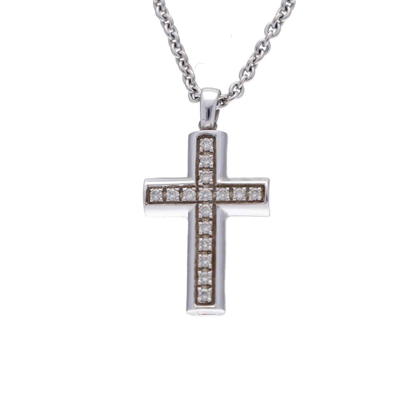 Bulgari Kreuz Halskette Weißgold 750 Diamanten