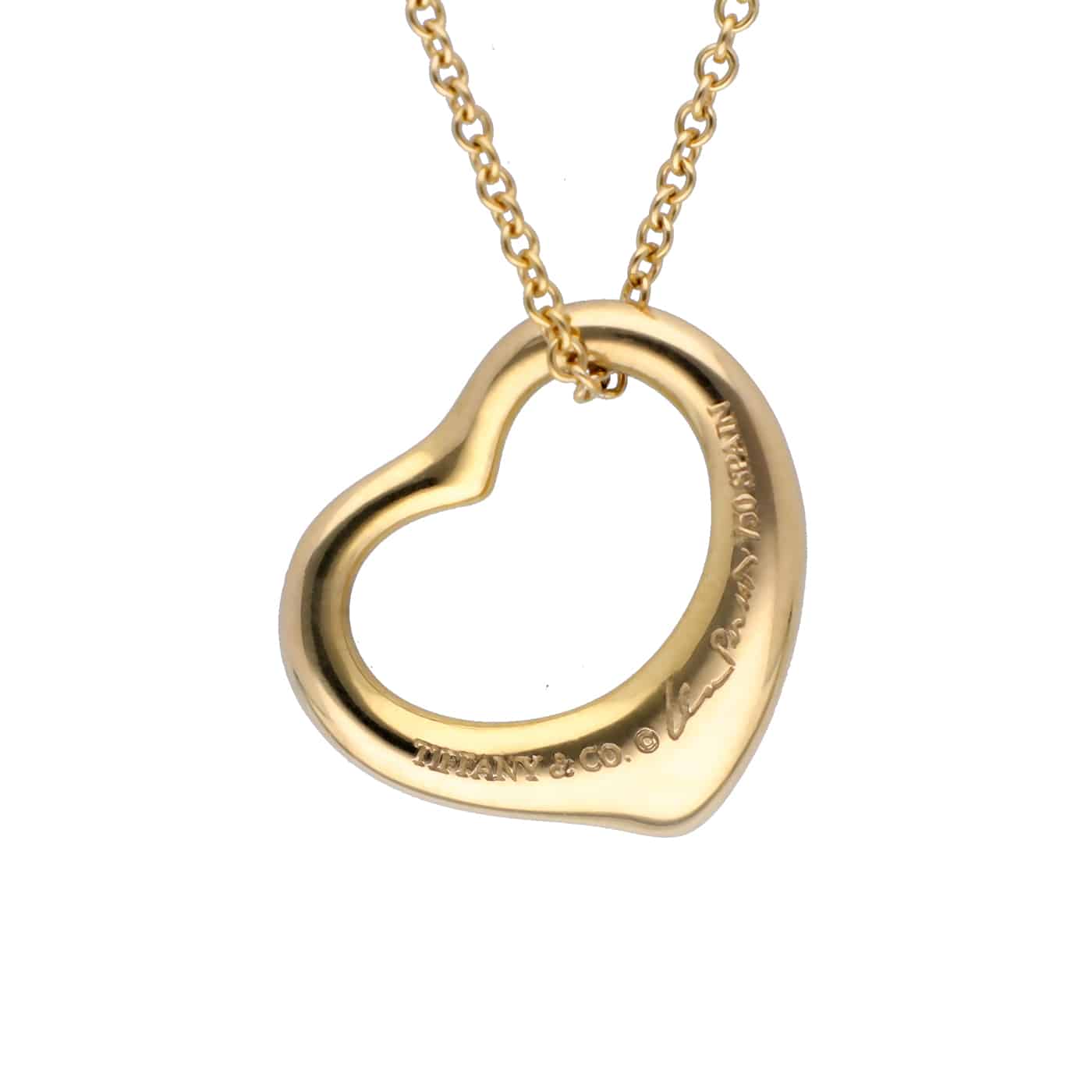 Tiffany & Co. Open Heart Anhänger 16mm Halskette Gelbgold 750