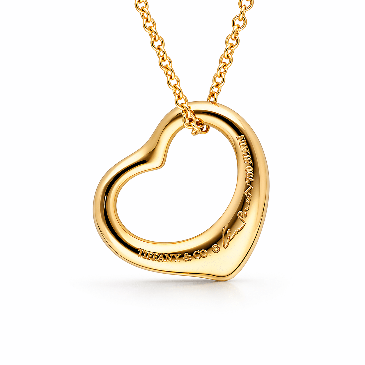 Tiffany & Co. Open Heart Anhänger 16mm Halskette Gelbgold 750