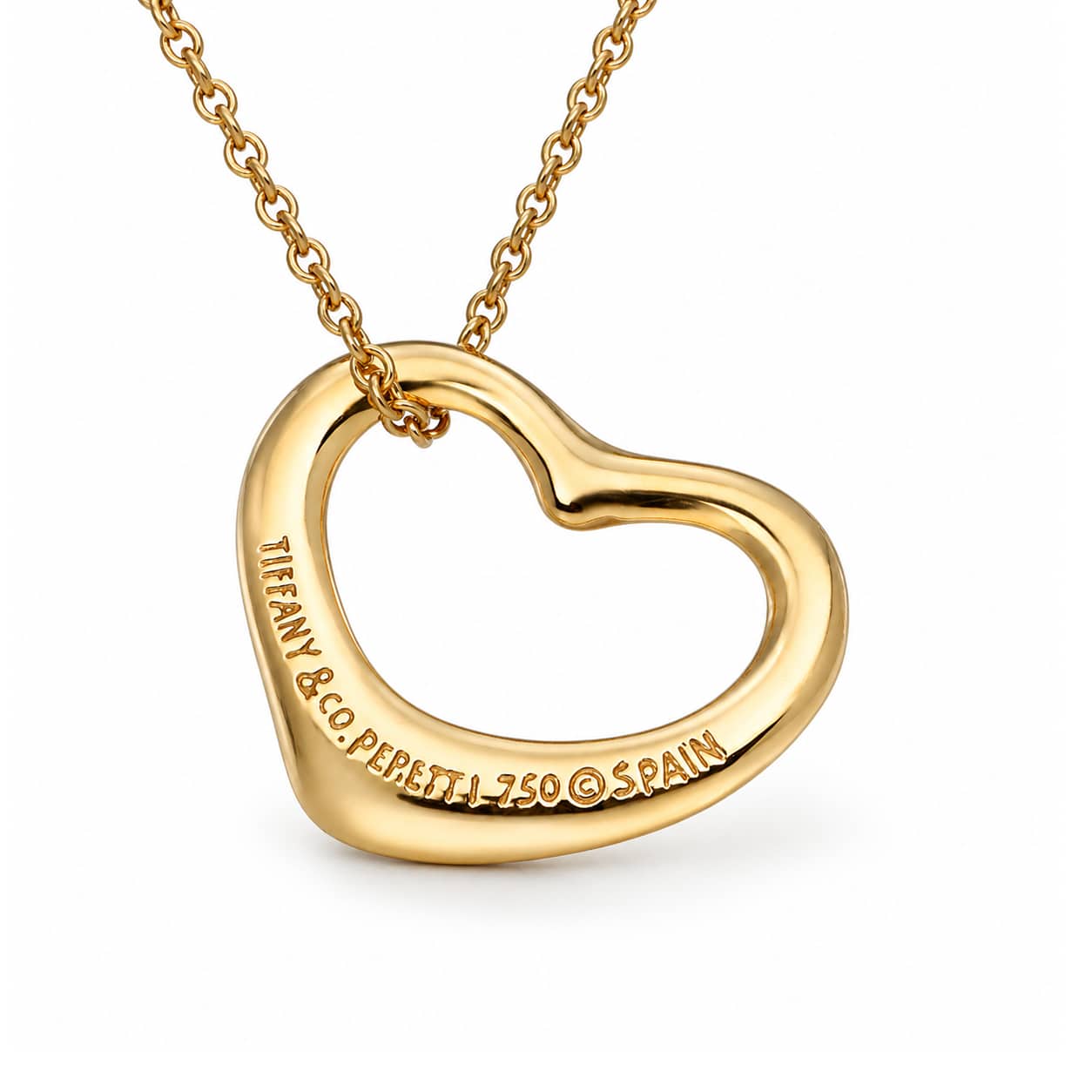 Tiffany & Co. Open Heart Anhänger 16mm Halskette Gelbgold 750