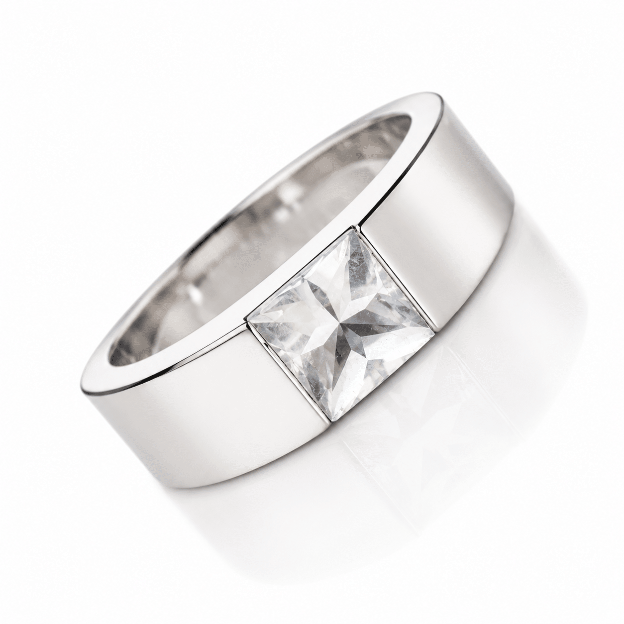Cartier Tank Moonstone Ring Größe 50 Weißgold 750