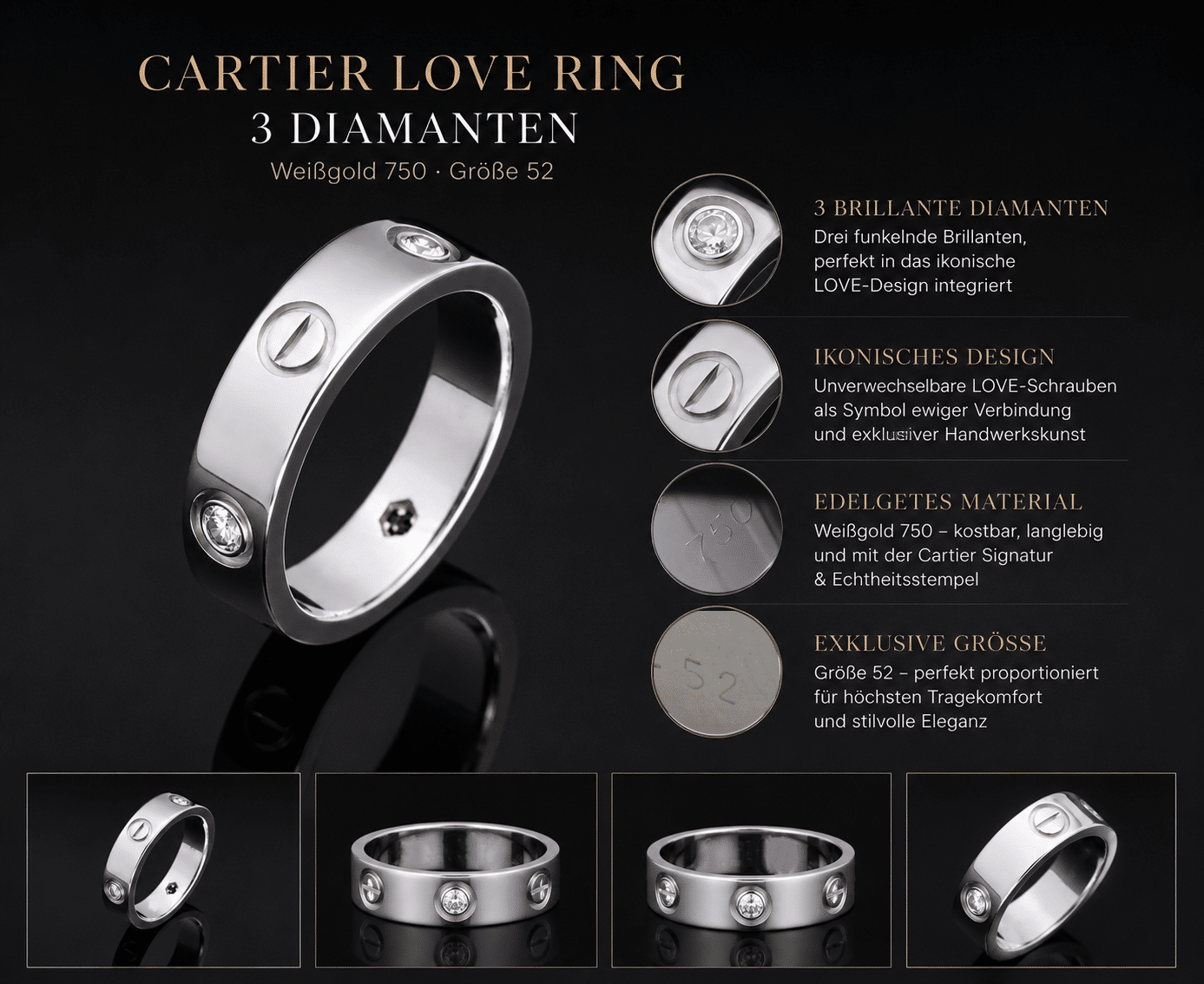 Cartier LOVE Ring mit 3 Diamanten