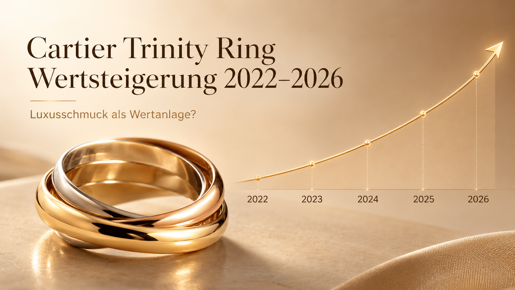 Cartier Trinity Ring Wertsteigerung 2022–2026 – dreifarbiger Ring mit steigender Wertkurve
