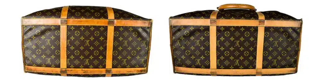 Louis Vuitton Sac Chien vor und nach der Reinigung – mit Anhänger