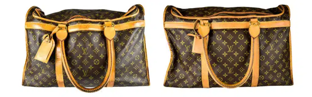 Louis Vuitton Sac Chien vor und nach der Reinigung – Vorderansicht