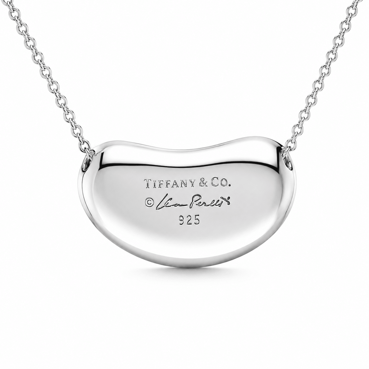 Tiffany & Co. Bean Design Anhänger 18 mm Halskette 925 Silber