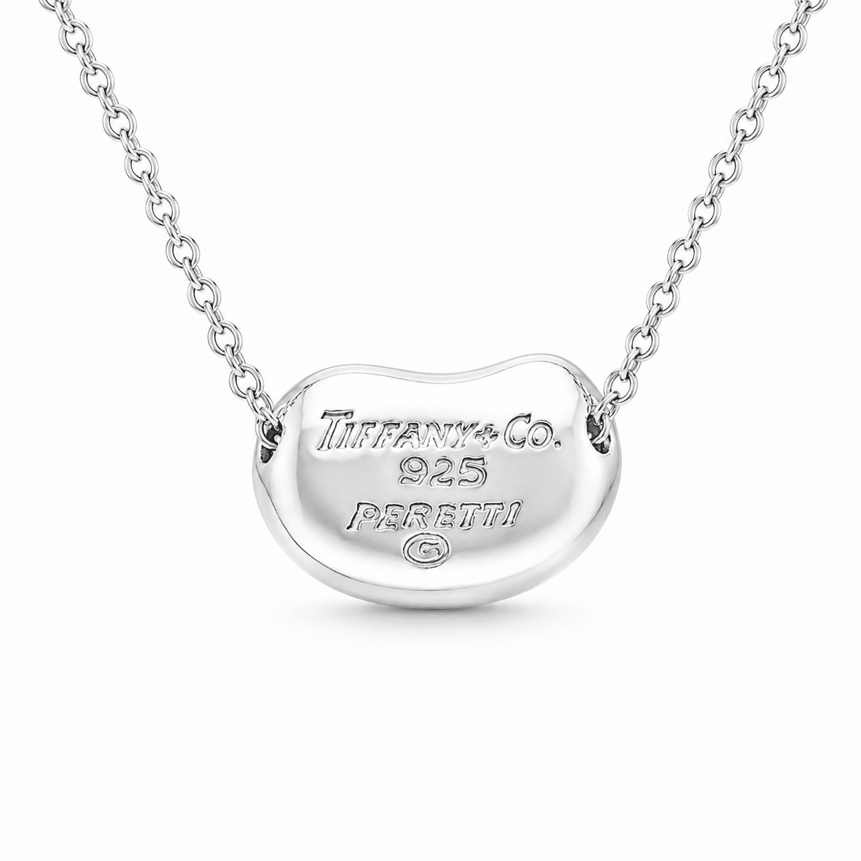 Tiffany & Co. Bean Design Anhänger 11 mm Halskette 925 Silber
