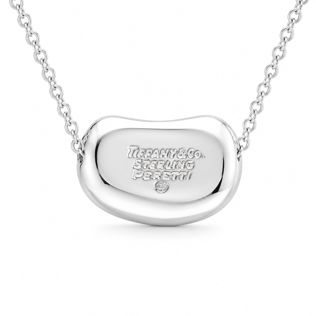 Tiffany & Co. Bean Design Anhänger 18 mm Halskette 925 Silber