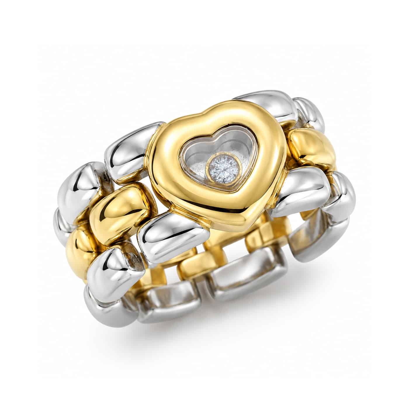 Chopard Happy Diamonds Ring Größe 58 Kettenring Gold 750 Stahl