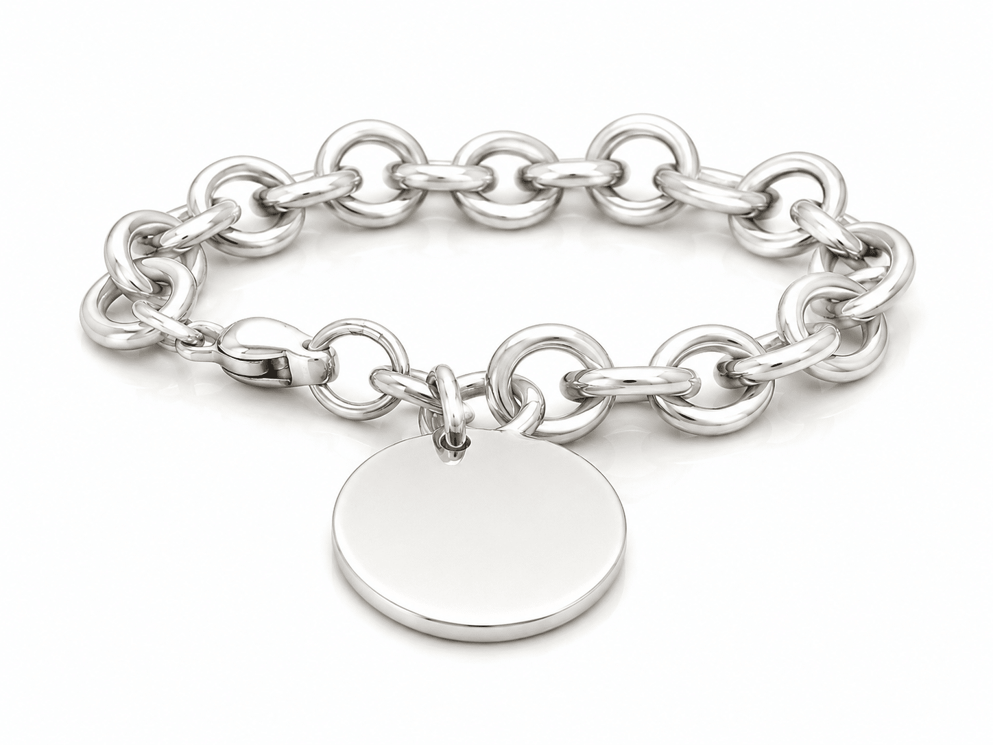 Tiffany & Co. Round Tag Armband aus Silber 925 mit runder Plakette, 18 cm