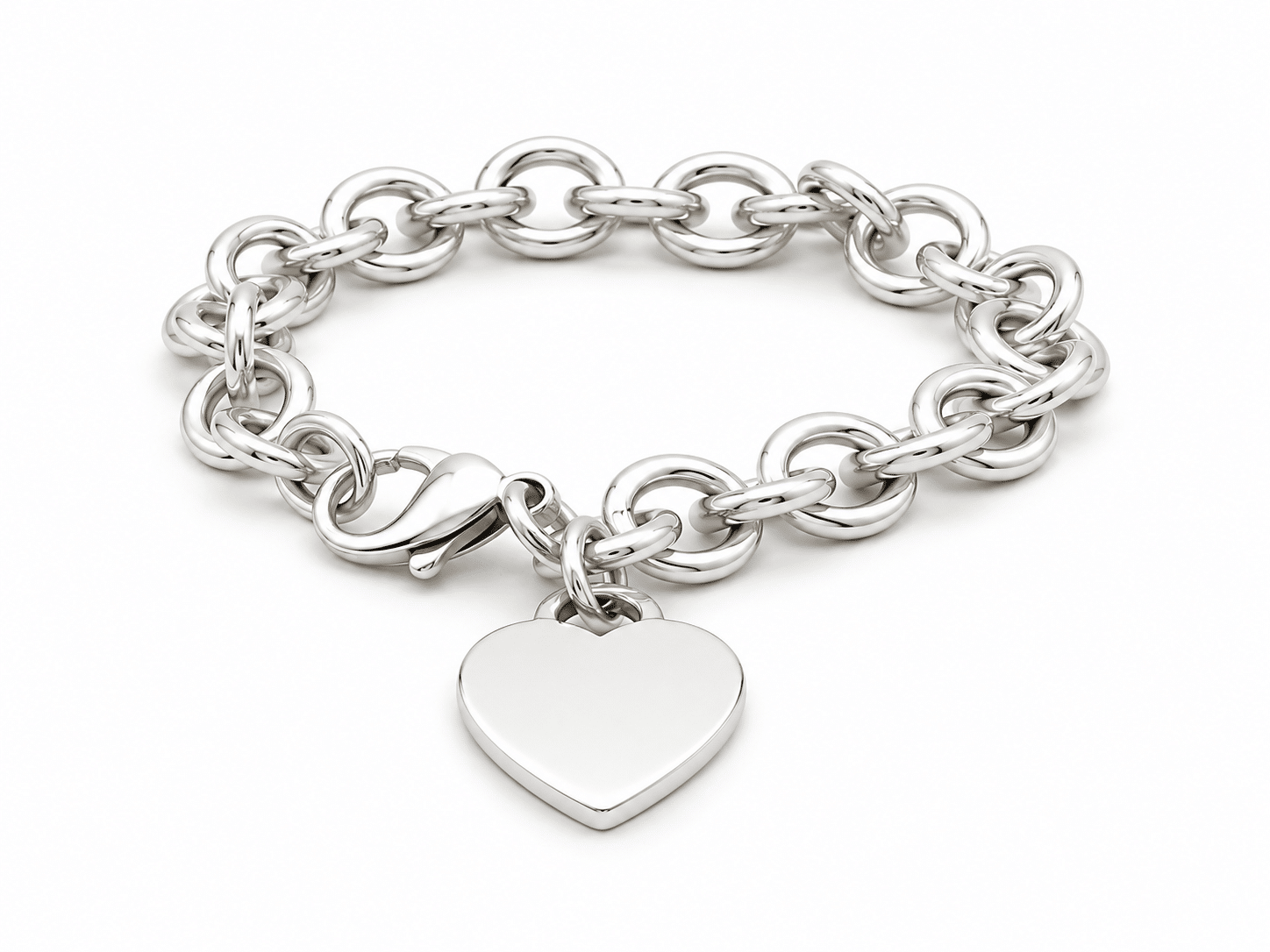 Tiffany & Co. Heart Tag Charm Armband aus Silber 925 mit Herzplättchen, 18 cm