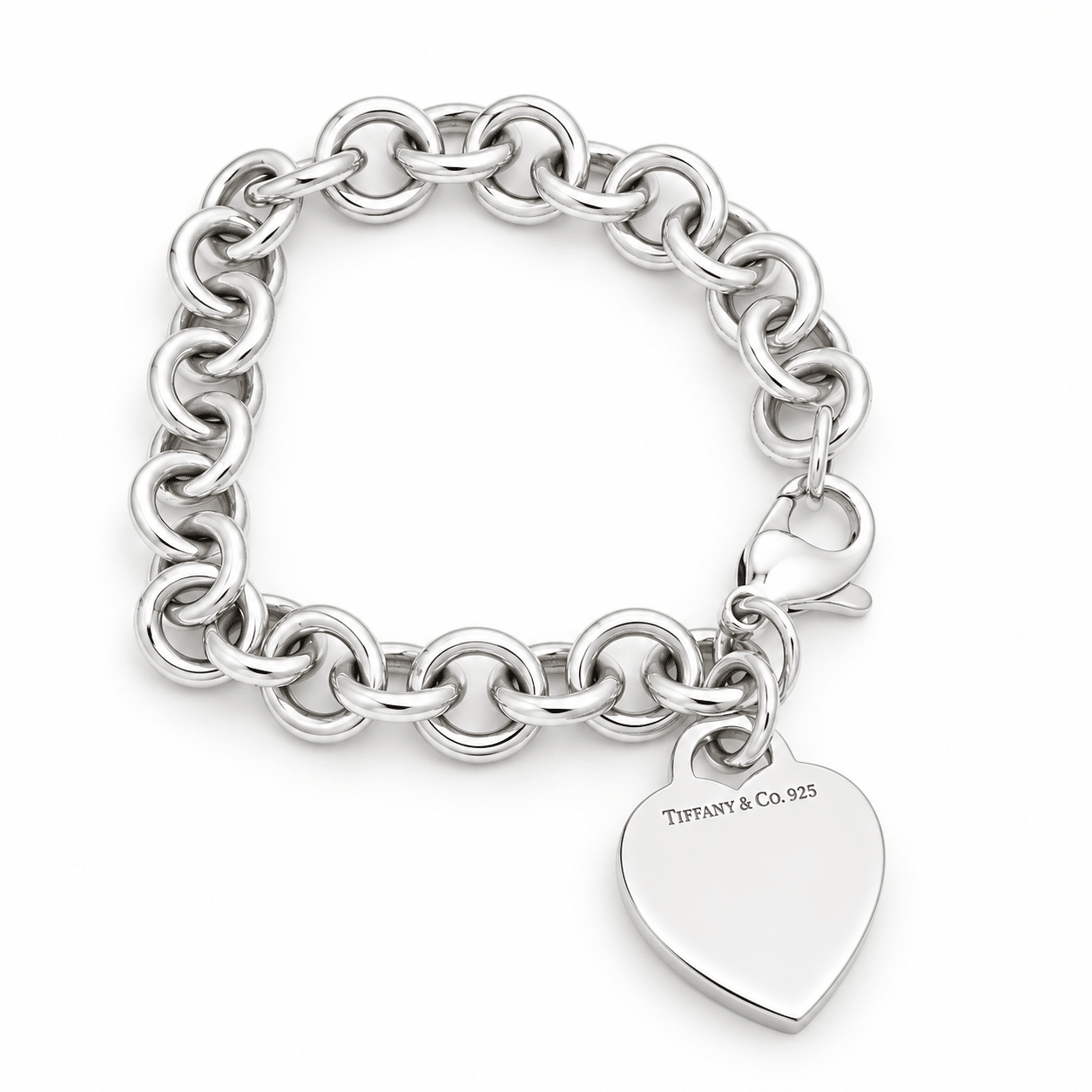 Tiffany & Co. Heart Tag Armband aus Silber 925 mit massiver Gliederkette und Herzplättchen