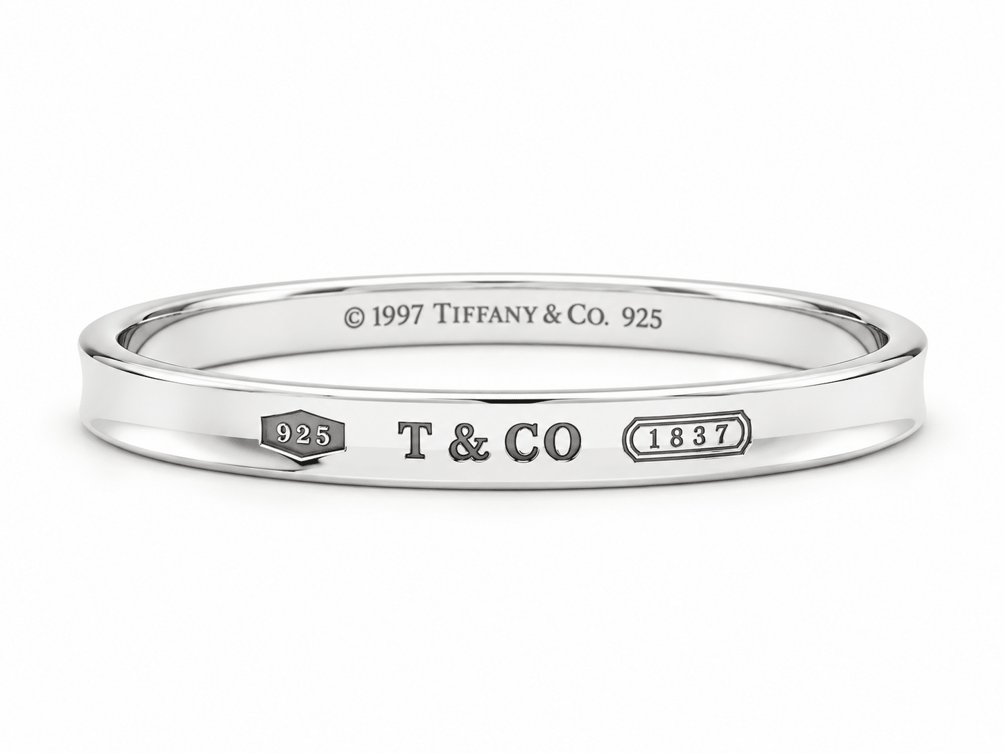 Tiffany & Co. 1837 Narrow Armreif aus Silber 925, schmale Ausführung, Umfang 18,5 cm