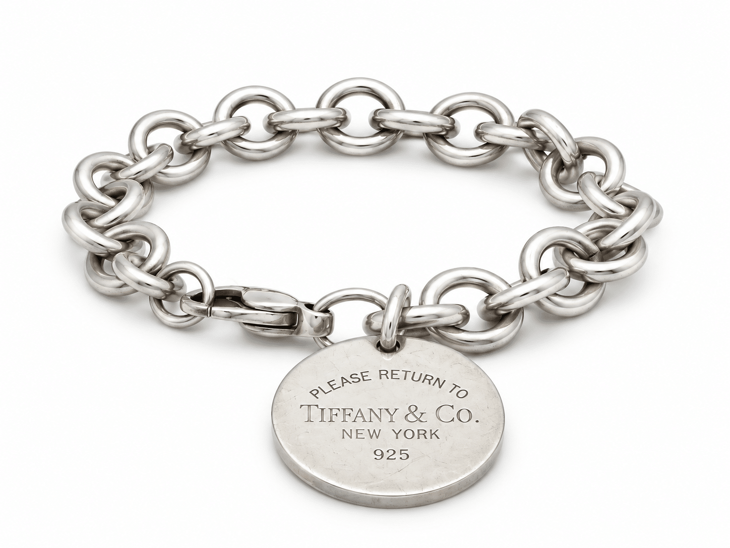 Return to Tiffany Armband aus Silber 925 mit rundem Anhänger, 17 cm, 37 Gramm