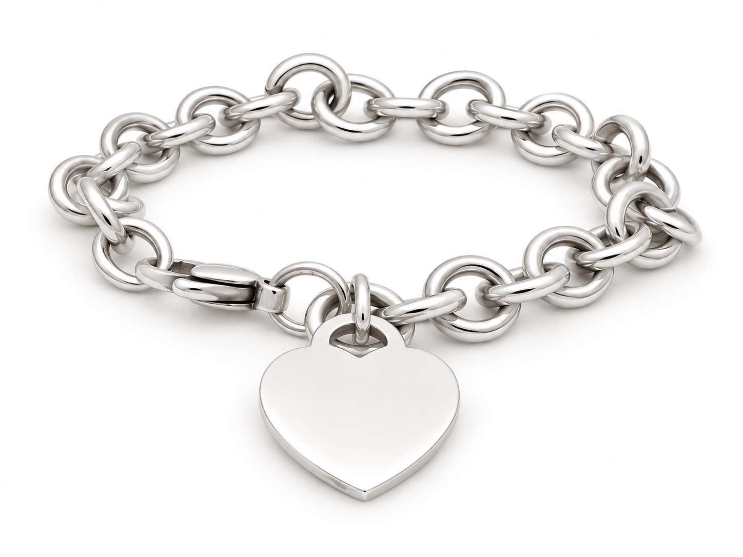 Tiffany & Co. Heart Tag Armband aus Silber 925 mit massivem Herzplättchen, 17 cm