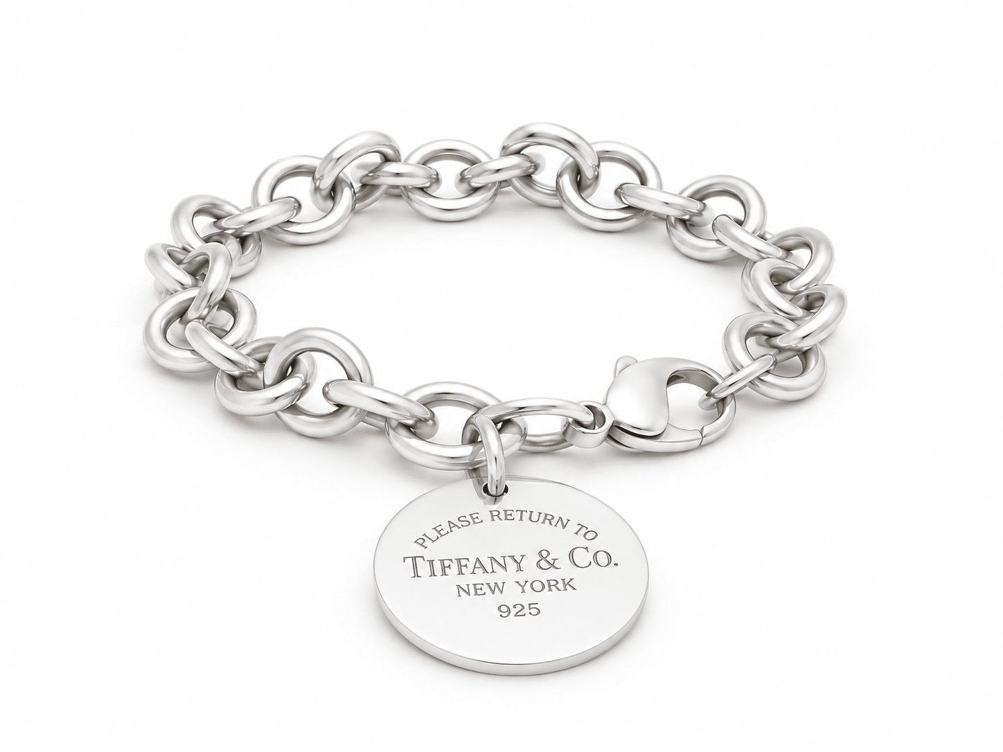 Return to Tiffany Armband aus Silber 925 mit rundem Anhänger, 17,5 cm, 36,9 Gramm