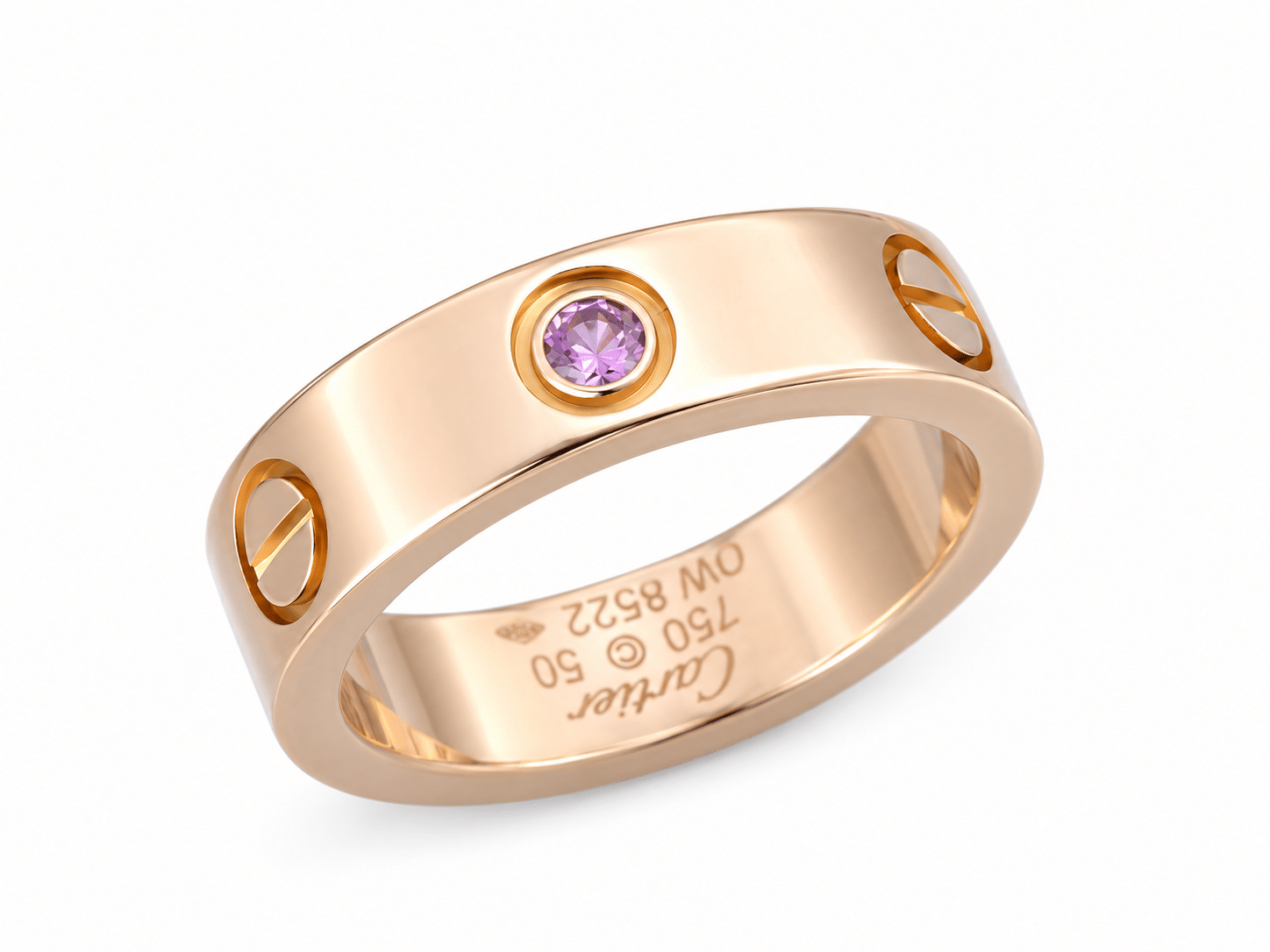 Cartier Love Ring Roségold 750 Größe 50 mit pinkem Saphir