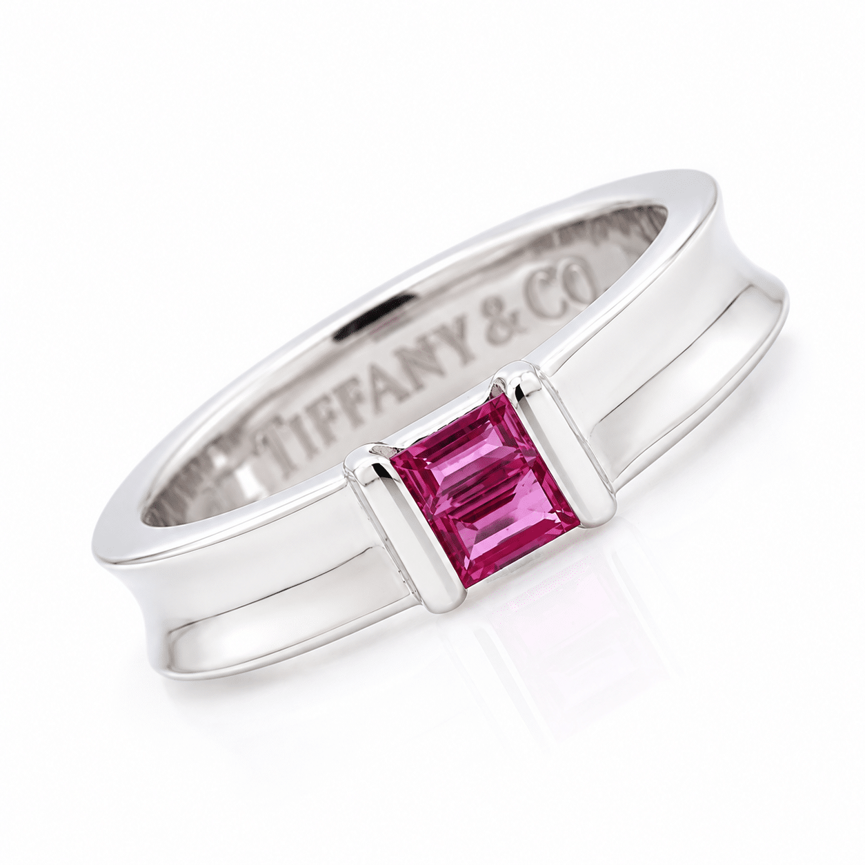 Tiffany & Co. Stacking Ring Größe 52 Rubin Weißgold 750