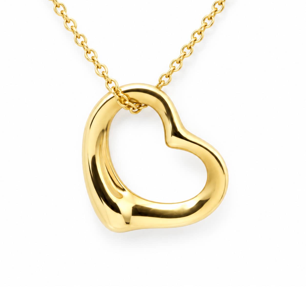 Tiffany & Co. Open Heart Anhänger 16 mm Halskette Gelbgold 750