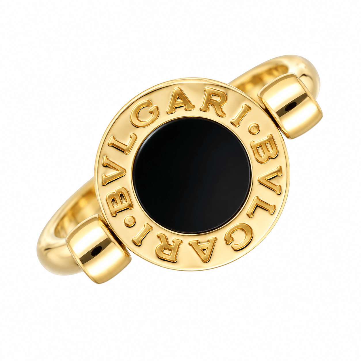 Bulgari Flip Ring Größe 50 Gelbgold 750 Onyx Shell
