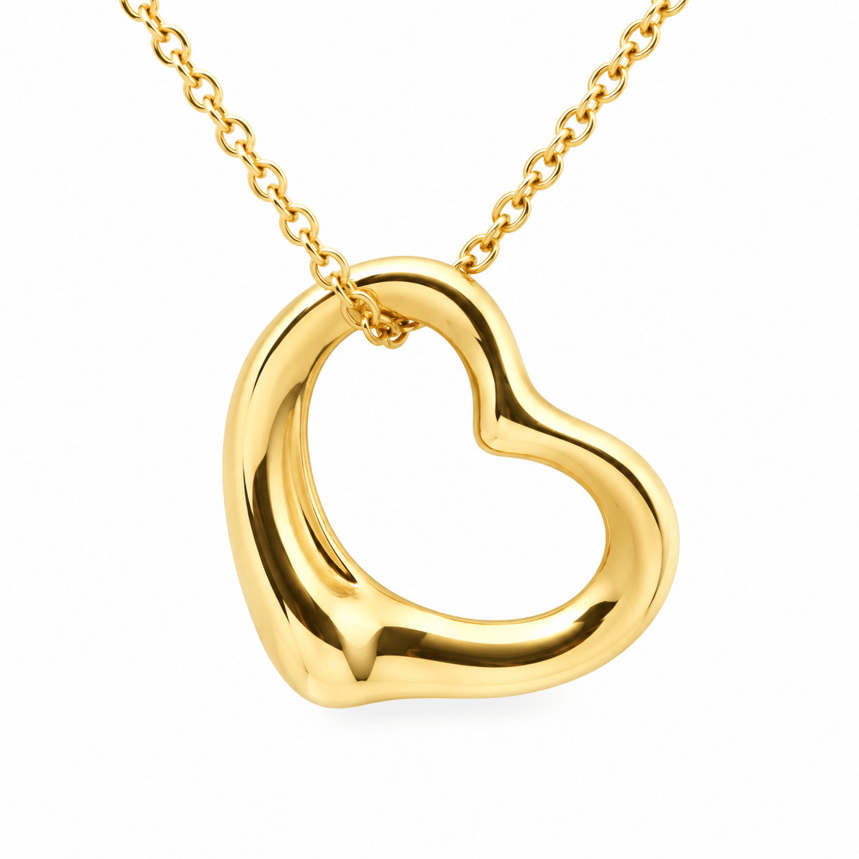 Tiffany & Co. Open Heart Anhänger 16 mm Halskette Gelbgold 750